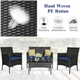 thumbnail image 5 of Pemberly Row 4PCS Patio Rattan Furniture Set Cushioned White Navy, 5 of 7