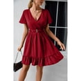 thumbnail image 5 of gakvbuo summer dresses for women 2024 vacation trendy Fashion Sexy Women V-Neck Summer Solid Casual Short Sleeve Mini Dress, 5 of 8