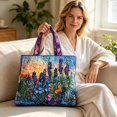 thumbnail image 4 of Artistic Print Tote Bag, Quilted Oxford Cloth Shopping Handbag for Women, Large Capacity Reusable Beach Grocery Shoulder Bag with Durable Double Handles for Summer Travel and Daily Commute, 4 of 6