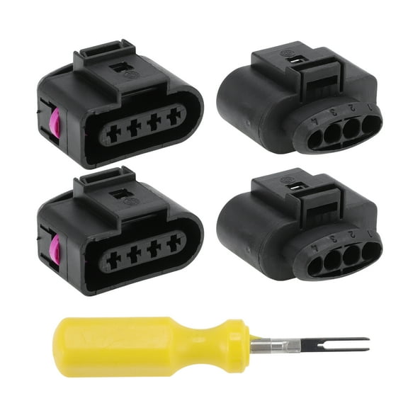 Unique Bargains 4pcs Ignition Coil Connector Repair Kit 4B0-973-724 for Audi A3 A4 A6 Q7 4-Way Female Coil Connectors with 0.3cm Space Take-up Tool for VW Beetle Passat Jetta CC Golf Touareg