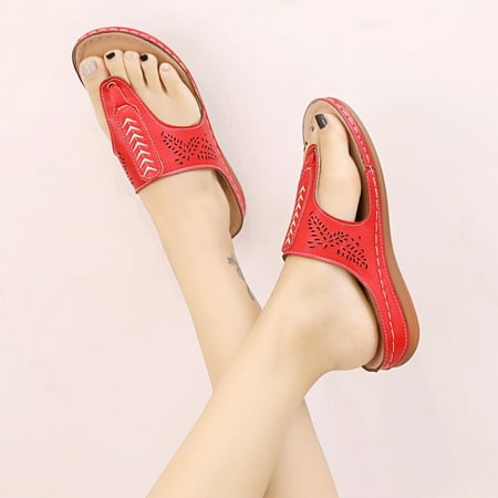 

Cathalem plus Size Sandals for Women Wide Width Beach Comfortable Women Wedges Breathable Summer Shoes Peep Fashion Toe Sandals Sandal Red 7.5