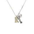thumbnail image 2 of Delight Jewelry Goldtone Crystal Initial - K - - Love and Lock Charm Necklace, 18"+1", 2 of 4