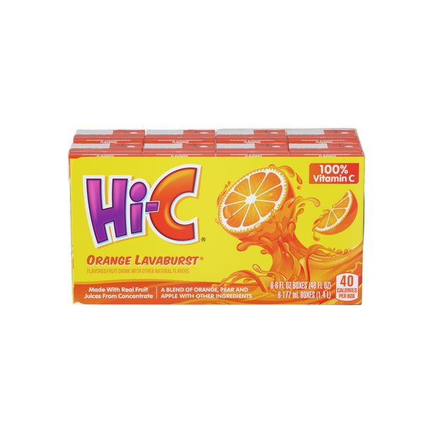 HiC Orange Lavaburst Cartons, 6 fl oz, 8 Pack