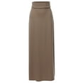 thumbnail image 1 of A2Y Women's Basic Foldable High Waist Floor Length Maxi Skirts Mocha L, 1 of 5