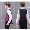 thumbnail image 2 of DHFJKG Carnival Boys 4PCS Performance Suit Set Sparkly Gradient Sequins Vest With Long Sleeve Button Up Collared Shirts Bow-Tie Dress Pants Party Show Cozy Outfit, 2 of 8