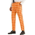 thumbnail image 4 of INSPIRE CHIC Plaid Pattern Pants for Men's Slim Fit Flat Front Work Office Checked Trousers Orange 30, 4 of 4