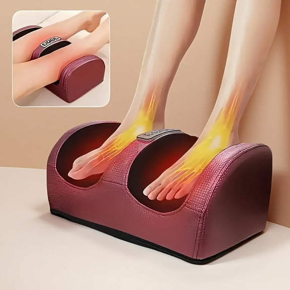 Leg massage,Ordless massage,Acupressure hot foot massager, foot and calf massager, remote-controlled electric foot massager, portable for home/office use, red