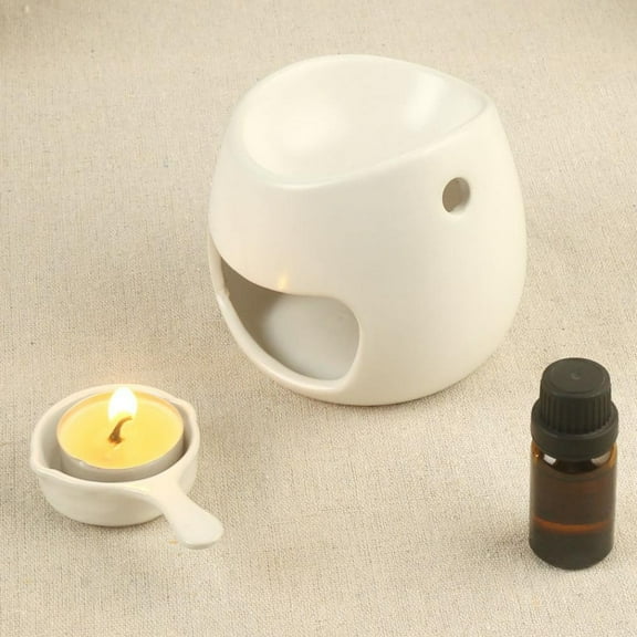 Warmself Ceramic Essential Oil Burner Tealight Candle Holder Decorative Aroma Diffuser White Open Small