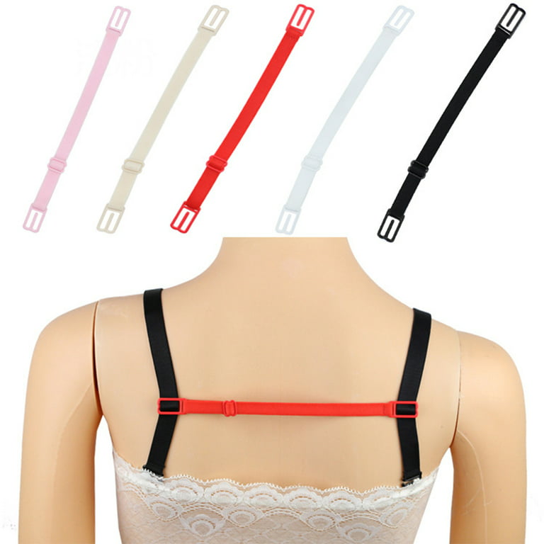 Linyer 6 Pieces Nylon Woman Bra Strap Holder Nonslip Replacement Solid  Color Flexible Exercise Underwear Straps Clip Accessories Red