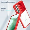 thumbnail image 6 of Allytechgroup Galaxy S22 Clear Case with Tempered Glass Screen Protector, Sliding Camera Lens Protector Anti-Yellow Shockproof Rugged Slim Fit Shell Cover for Samsung Galaxy S22, Red, 6 of 7