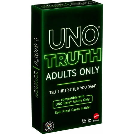 UNO Truth Adults Only Card Game, 4-Level Raciness Play for Travel, Dorm, Camping & Party
