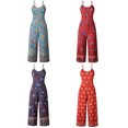 thumbnail image 3 of Women Floral Printed Jumpsuits Summer Sleeveless Wide Floral printed jumpsuits Leg Zipper Rompers, 3 of 9