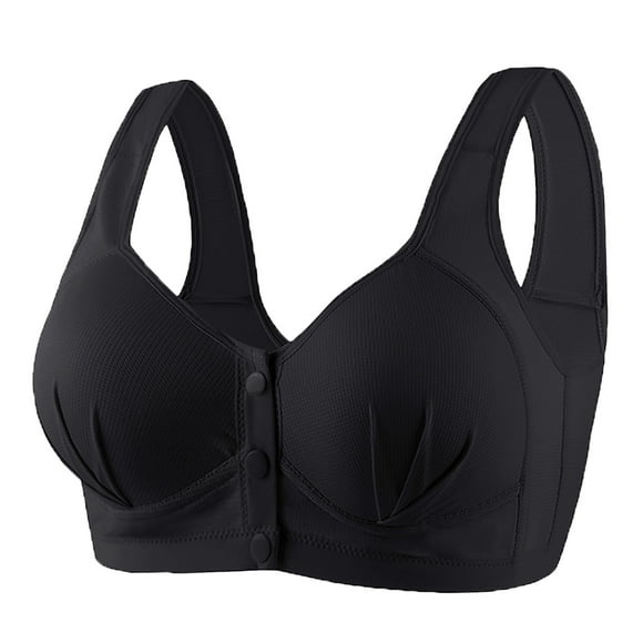 Kyusrd Front Open Bras For Women Wireless Non-Steel Ring Push Up Breathable Bralette Underwear No-Slip Solid Color Plus Size Soft Comfortable Breastplate Comfy Soft Cotton Daily Bras