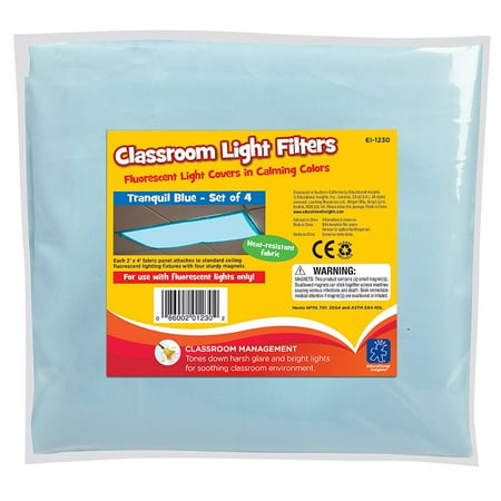 Fluorescent Light Filters (Tranquil Blue), Set of 4, CREATE A CALM AND PLEASANT ENVIRONMENT: Create a calm and soothing classroom or office environment by decreasing.., By Educational (Best Fluorescent Lights For Office)