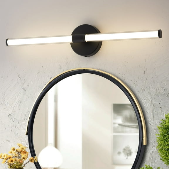 Deyidn 24 Inch Black LED Bathroom Wall Sconce, 20W Dimmable Mirror Light with 360° Illumination, for Bathroom Mirror, Makeup Vanity