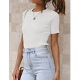 thumbnail image 5 of Zeagoo Women's T Shirt Short Sleeve Blouse Cute Tops Crewneck Woek Tee Summer Outfit Ribbed Trendy Shirts, 5 of 7