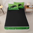 thumbnail image 4 of Manfei Cartoon Black Cat Zipper Twin Comforter Sets with Fitted Sheet and 2 Pillowcases, Grass Meadow Zipper Bedding Set, Green, Black Reversible, 4-Piece, 4 of 7