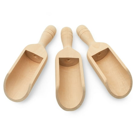 

Large Wooden Scoops Unfinished 8 inch Pack of 100 Birch Wooden Scoops for Canisters Flour & Sugar Containers and Bath Salts by Woodpeckers