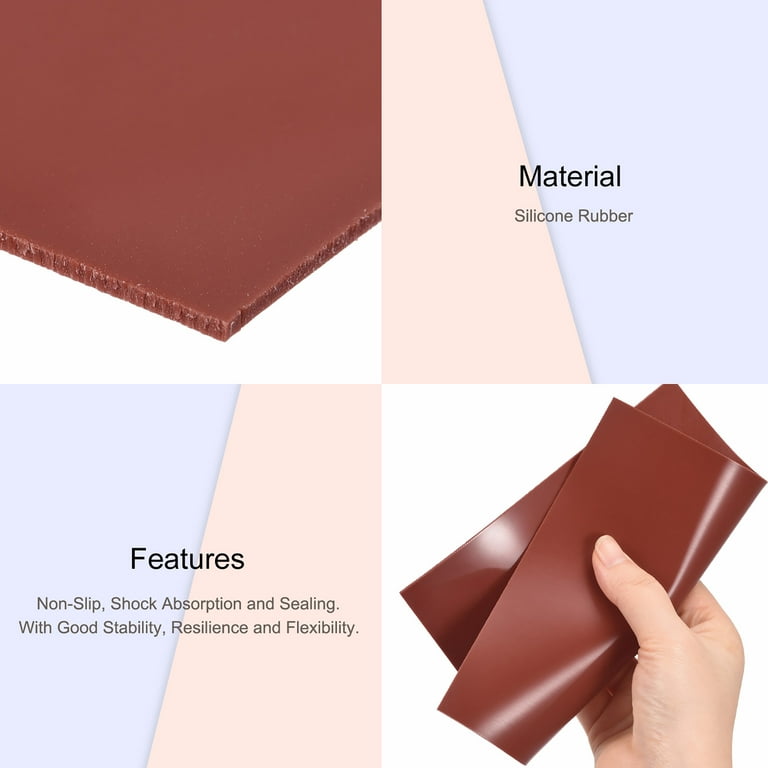 Uxcell Silicone Rubber Sheet Mat 12x12inch/30.5cm Red Rubber Pad for  Furniture, Anti-Skid Door Sealing Strip, DIY Craft 