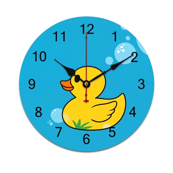 Bunch of Rubber Ducks Time Decorative Wall Clocks Round Large Wall Watch Bedroom Home Decor 10in