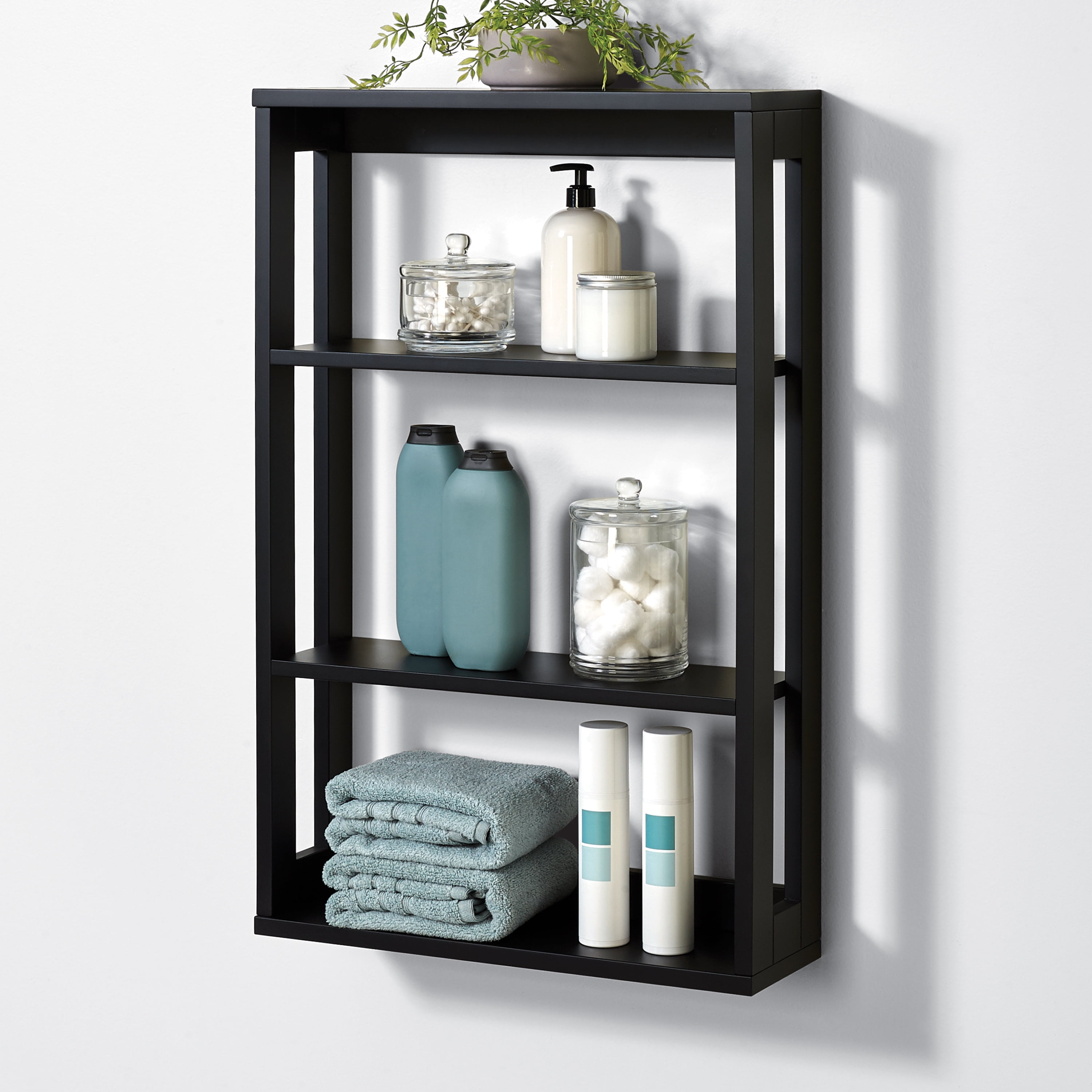 Black Wall Mounted Storage Shelf, Zenna Home Small Spaces