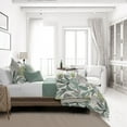 thumbnail image 3 of 6ix Tailors PAL-PAR-SEA-DCV-SQ-3PC Palm Bay Duvet Cover & 2 Pillow Shams Set, Seafoam - Super Queen Size - 3 Piece, 3 of 4