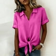 Ashirexll Womens Casual Tops Color Buttoned Linen Short Sleeve Top Tank ...