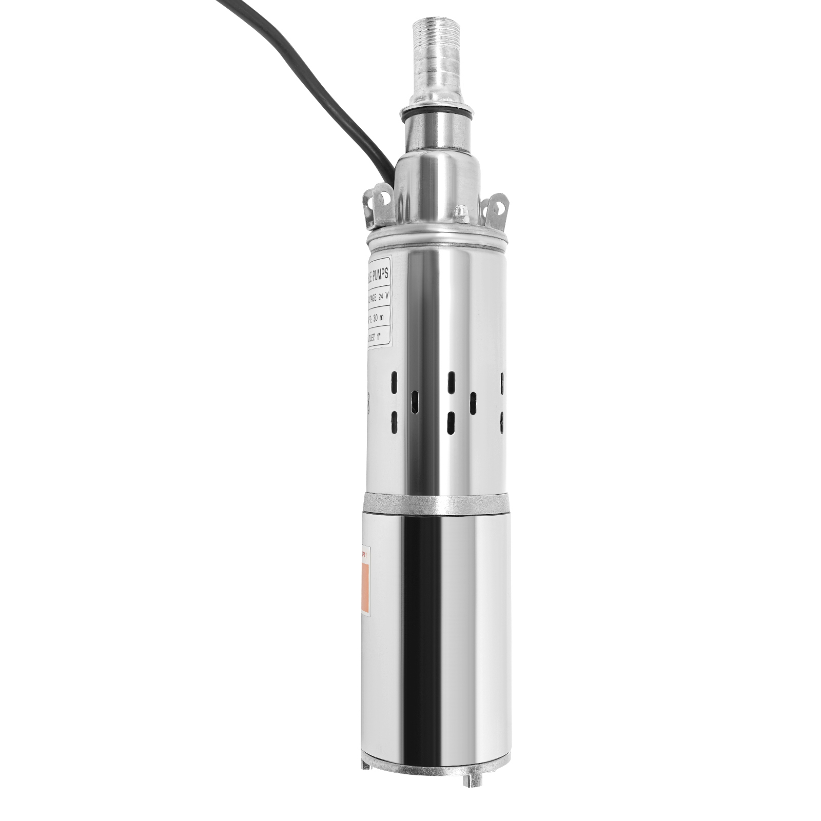ToppiJoy 24V 200W Solar Water Pump, Deep Well Pump, 30m/98.43ft Lift Solar Powered Stainless Steel Submersible Pump with Water Adaptor for Farm Ranch Irrigation Well