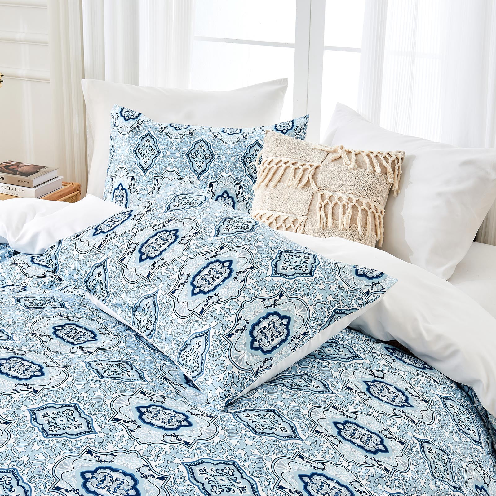 Hitime Queen Duvet Cover Set, Soft & Breathable Microfiber 3 Pieces Queen Bedding Sets, Pattern Queen Comfy Duvet Cover Set, with Zipper Closure (Queen)