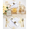 thumbnail image 6 of 350PCS Gold Plastic Plates - Gold Plastic Dinnerware Sets for 50 Guests - 100 Disposable Plates, 150 Silverware, 50 Cups, 50 Napkins for Wedding & Party, 6 of 8