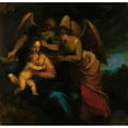 thumbnail image 2 of Hans Rottenhammer 21x20 Black Ornate Framed Double Matted Museum Art Print Titled: Madonna&nbsp;And Child Surrounded by Angels, 2 of 5