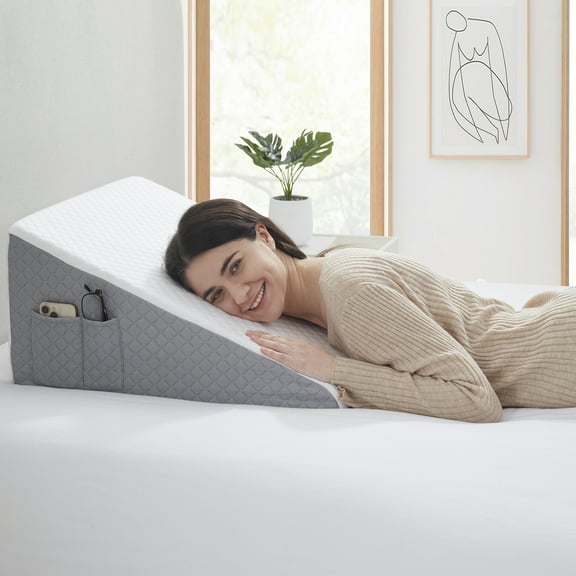 Sweet Home Collection Bed Wedge Pillow with High Density Foam for versatile support 24" x 24" x 12"