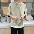 thumbnail image 2 of Camisas s Para Hombre Verano masculino sólido casual popularidad camiseta más tamaño media manga blusa tops (Green, M), 2 of 7