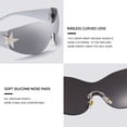 thumbnail image 4 of Gafas de sol LIKSMU sin montura Y2K Fashion con lentes plateadas espejadas, 4 of 6