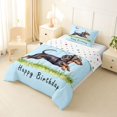 thumbnail image 2 of Homewish Cute Dachshund Dog Twin Comforter Sets,Happy Birthday Print Bedding Set,Blue,Purple Balloon Decor,Polkadot Reversible,2 Pieces,1 Comforter and 1 Pillowcase, 2 of 7