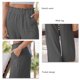 thumbnail image 5 of Pantalones largos para mujer, pierna ancha, volantes, cintura media, color puro, elegantes, elásticos, informales, sueltos, con bolsillo para verano, gris, L, 5 of 6