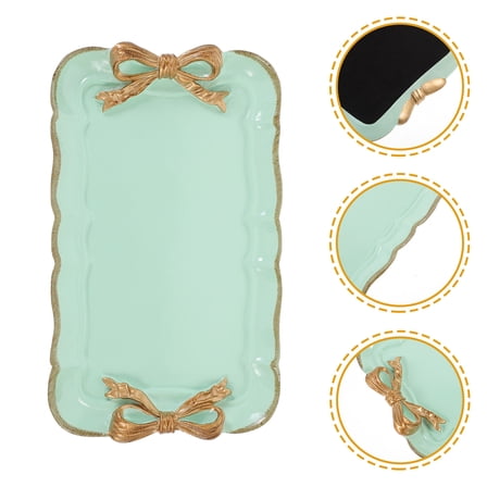 GAXIRE Vintage Light Green Resin Serving Platter Tray for Party, Picnic, Office, Kitchen, Home, and Outdoor Use