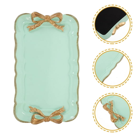 GAXIRE Vintage Light Green Resin Serving Platter Tray for Party, Picnic, Office, Kitchen, Home, and Outdoor Use