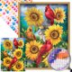 thumbnail image 1 of (ZQS032-AB) Diamante AB parcial Diamante Girasol Cardenal Serie animal Diamante Resina 30 * 40 CM Tamaño del lienzo 35 * 45 CM, 1 of 9