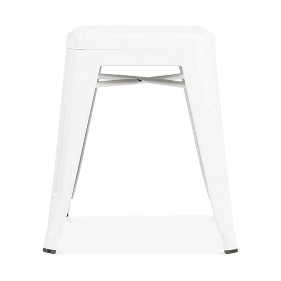 Plata Import White Mini Tolix Metal Accent Stool