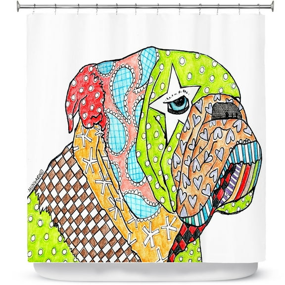 Shower Curtains 70" x 84" from DiaNoche Designs by Marley Ungaro - English Bulldog White