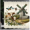thumbnail image 3 of Ambesonne Farmhouse Shower Curtain, Windmill Barn Cottage Cow, 69"Wx75"L, Green Turquoise Cinnamon, 3 of 4