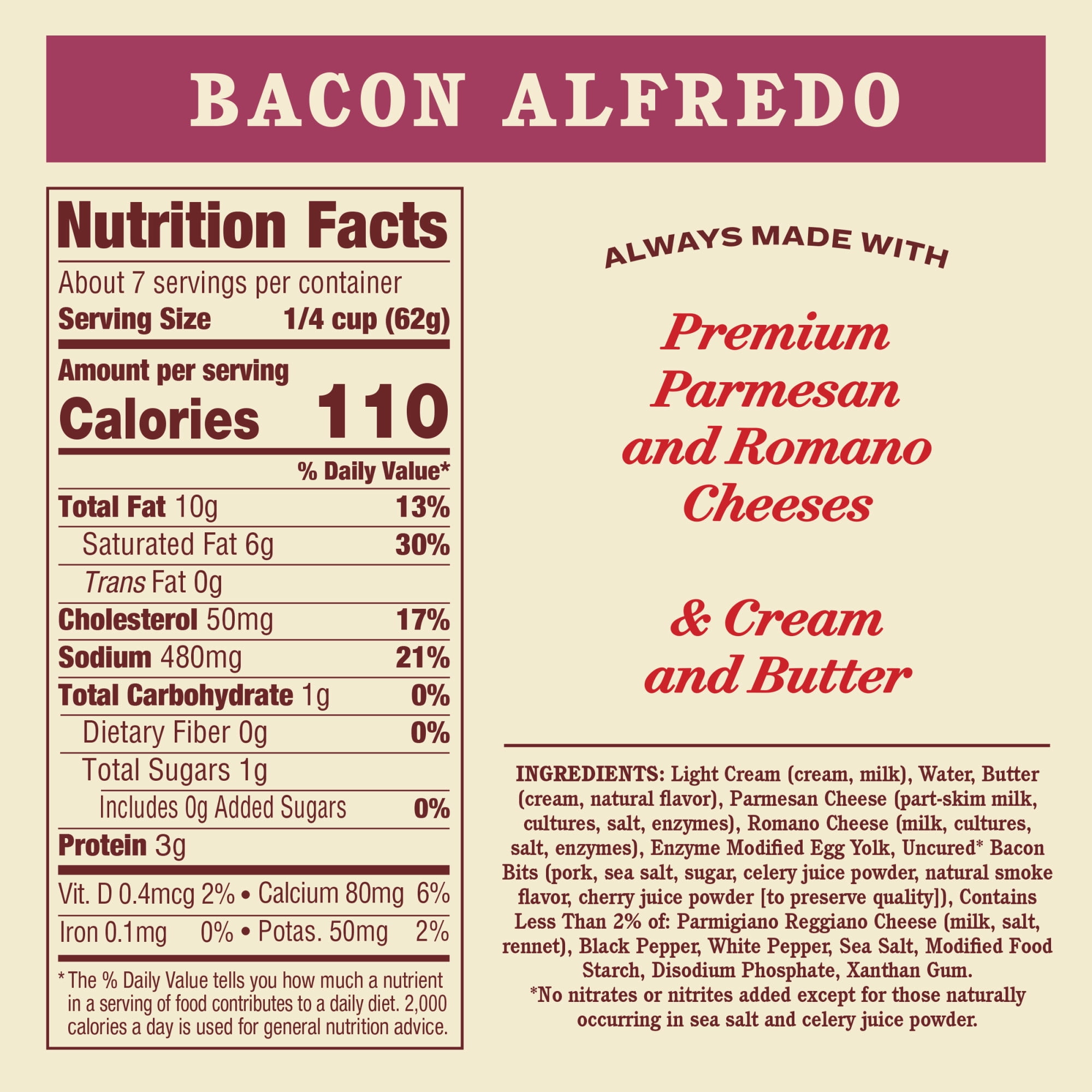 (3 pack) Rao's Homemade Bacon Alfredo Sauce, 15 oz