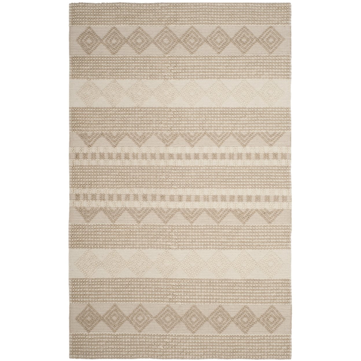 SAFAVIEH Natura Carly Geometric Braided Wool Runner Rug, Beige/Ivory, 2'3" x 14'