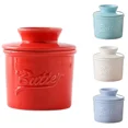 thumbnail image 2 of Glossy Finish Butter Bell Crock Keep Fresh with Lid Ceramic Butter Dish Handmade Big Capacity Butter Keeper Counter Blue, 2 of 6