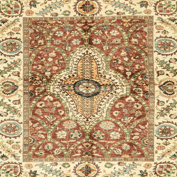 Ahgly Company Indoor Square Abstract Red Abstract Area Rugs, 5' Square