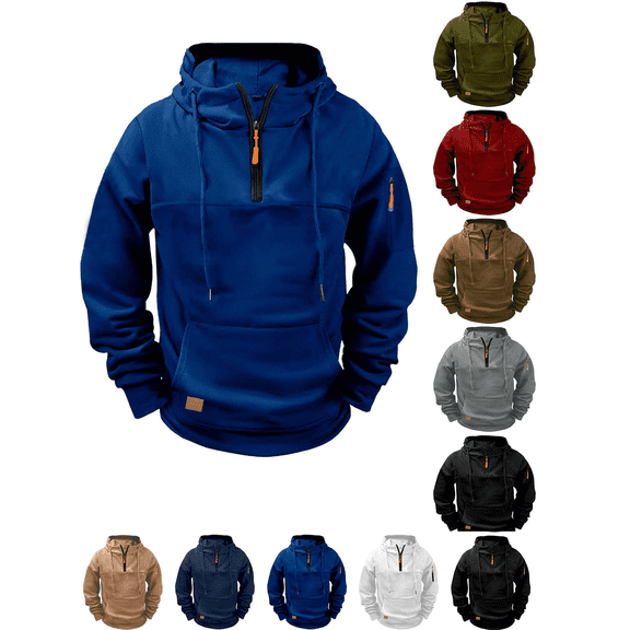 Mens Oversized Hoodies Fleece Lined Sweatshirts Fall Winter Hooded Collar Drawstring Pullover with Pockets