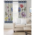 thumbnail image 2 of Blue Wildflowers Blackout Curtains 84 Inches Long, Farmhouse Country Spring Butterfly Floral Thermal Insulated Black Out Curtains, Darkening Window Curtain for Bedroom Living Room 42"x84" 2 Panels, 2 of 9