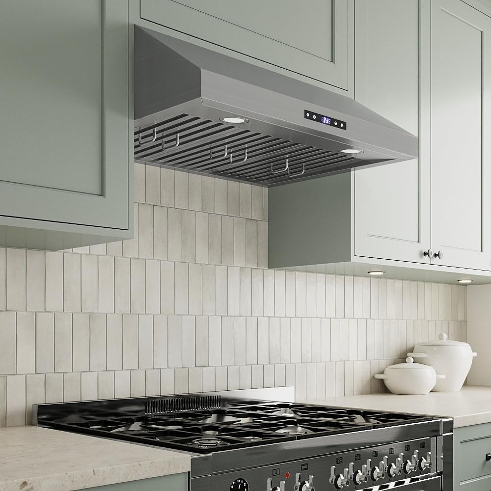 Streamline 30 in. Magione Ducted Undermount 406 CFM Range Hood in Brushed Stainless Steel with Baffle Filters, Touchpad Control, LED Lights