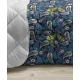 thumbnail image 3 of Fish Down Alternative Comforter, Jellyfish Doodle Snails Oysters Starfish Octopus Crab Seahorse Coral Reef, Microfiber Quilt for All Season, 5 Sizes, Turquoise and White, by Ambesonne, 3 of 3